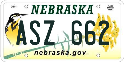 NE license plate ASZ662