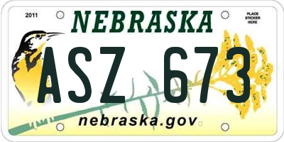 NE license plate ASZ673