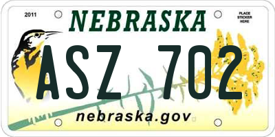 NE license plate ASZ702