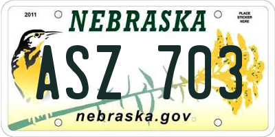 NE license plate ASZ703