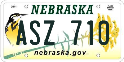 NE license plate ASZ710