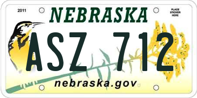 NE license plate ASZ712