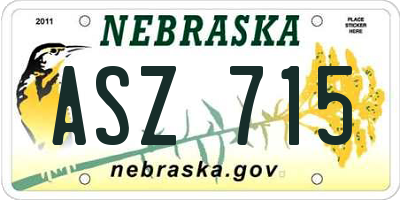 NE license plate ASZ715