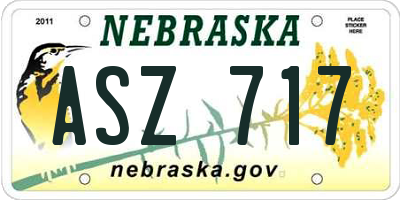 NE license plate ASZ717