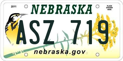 NE license plate ASZ719