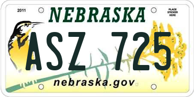 NE license plate ASZ725