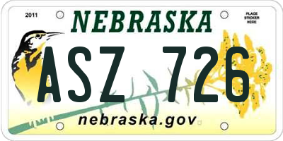 NE license plate ASZ726