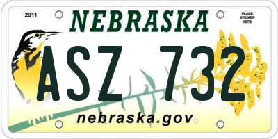 NE license plate ASZ732