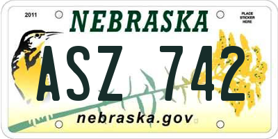 NE license plate ASZ742