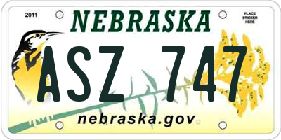 NE license plate ASZ747