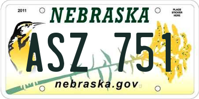 NE license plate ASZ751