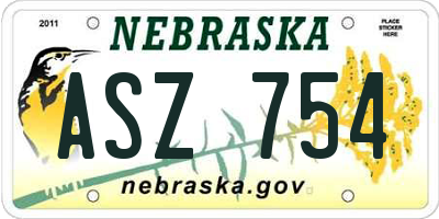 NE license plate ASZ754