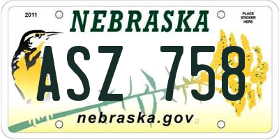 NE license plate ASZ758