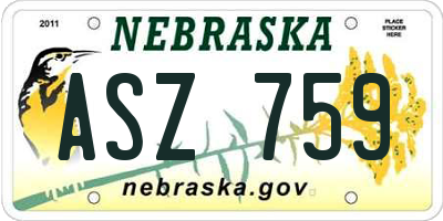 NE license plate ASZ759