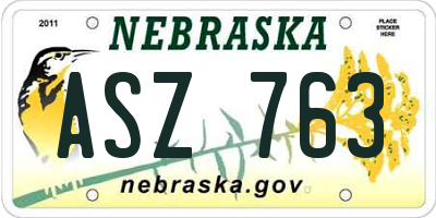 NE license plate ASZ763