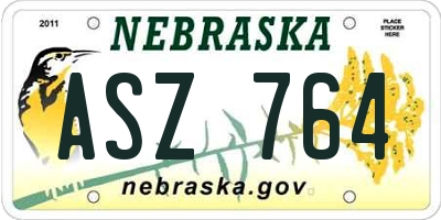 NE license plate ASZ764