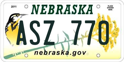 NE license plate ASZ770