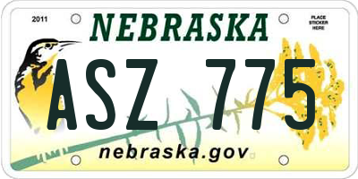 NE license plate ASZ775