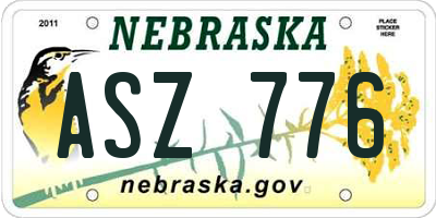 NE license plate ASZ776