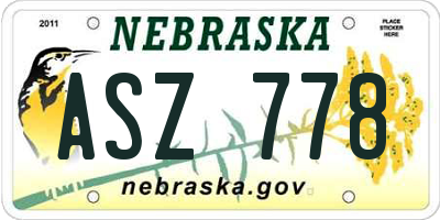 NE license plate ASZ778