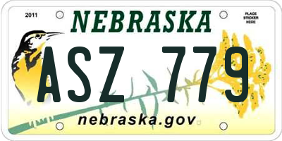 NE license plate ASZ779
