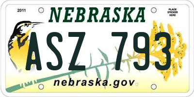NE license plate ASZ793