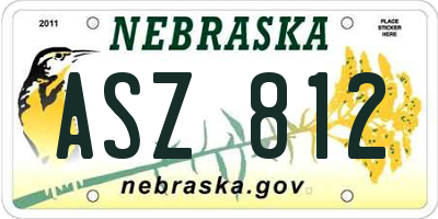 NE license plate ASZ812