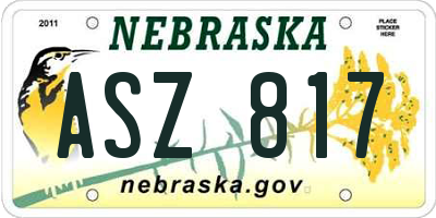 NE license plate ASZ817