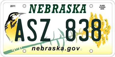 NE license plate ASZ838