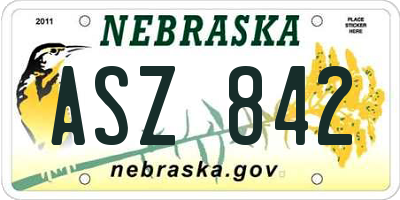 NE license plate ASZ842