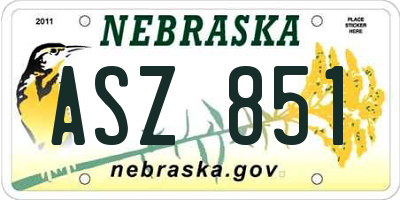 NE license plate ASZ851