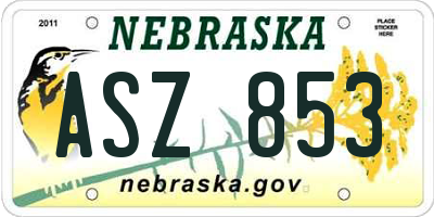 NE license plate ASZ853