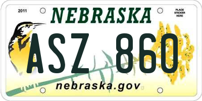 NE license plate ASZ860