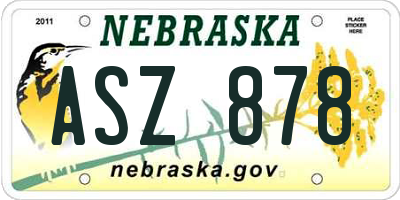 NE license plate ASZ878