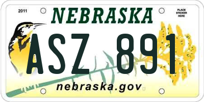 NE license plate ASZ891