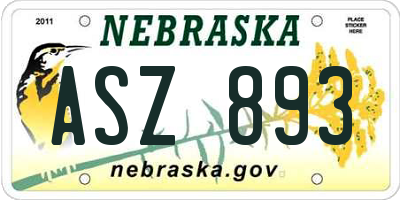 NE license plate ASZ893