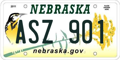 NE license plate ASZ901