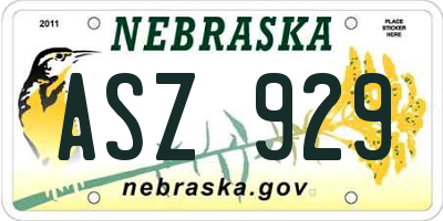 NE license plate ASZ929