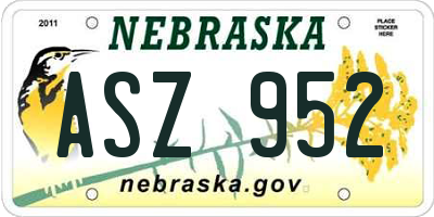 NE license plate ASZ952