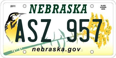 NE license plate ASZ957