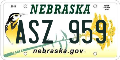 NE license plate ASZ959