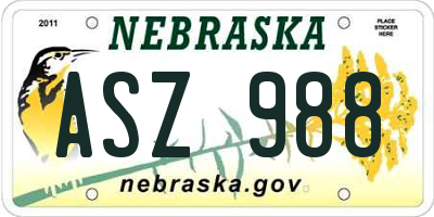 NE license plate ASZ988