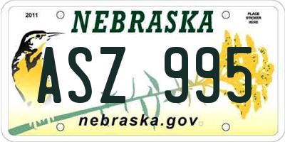 NE license plate ASZ995