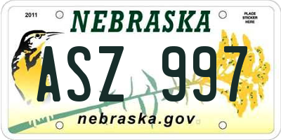 NE license plate ASZ997
