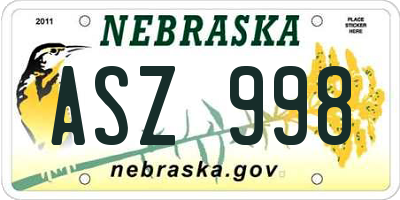 NE license plate ASZ998