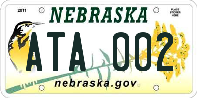NE license plate ATA002
