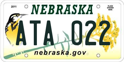 NE license plate ATA022