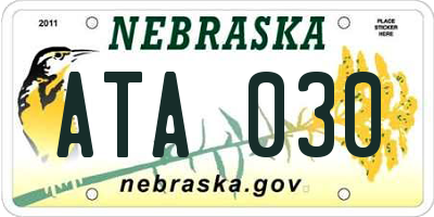 NE license plate ATA030