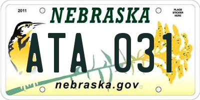 NE license plate ATA031