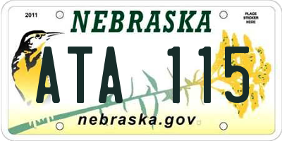 NE license plate ATA115